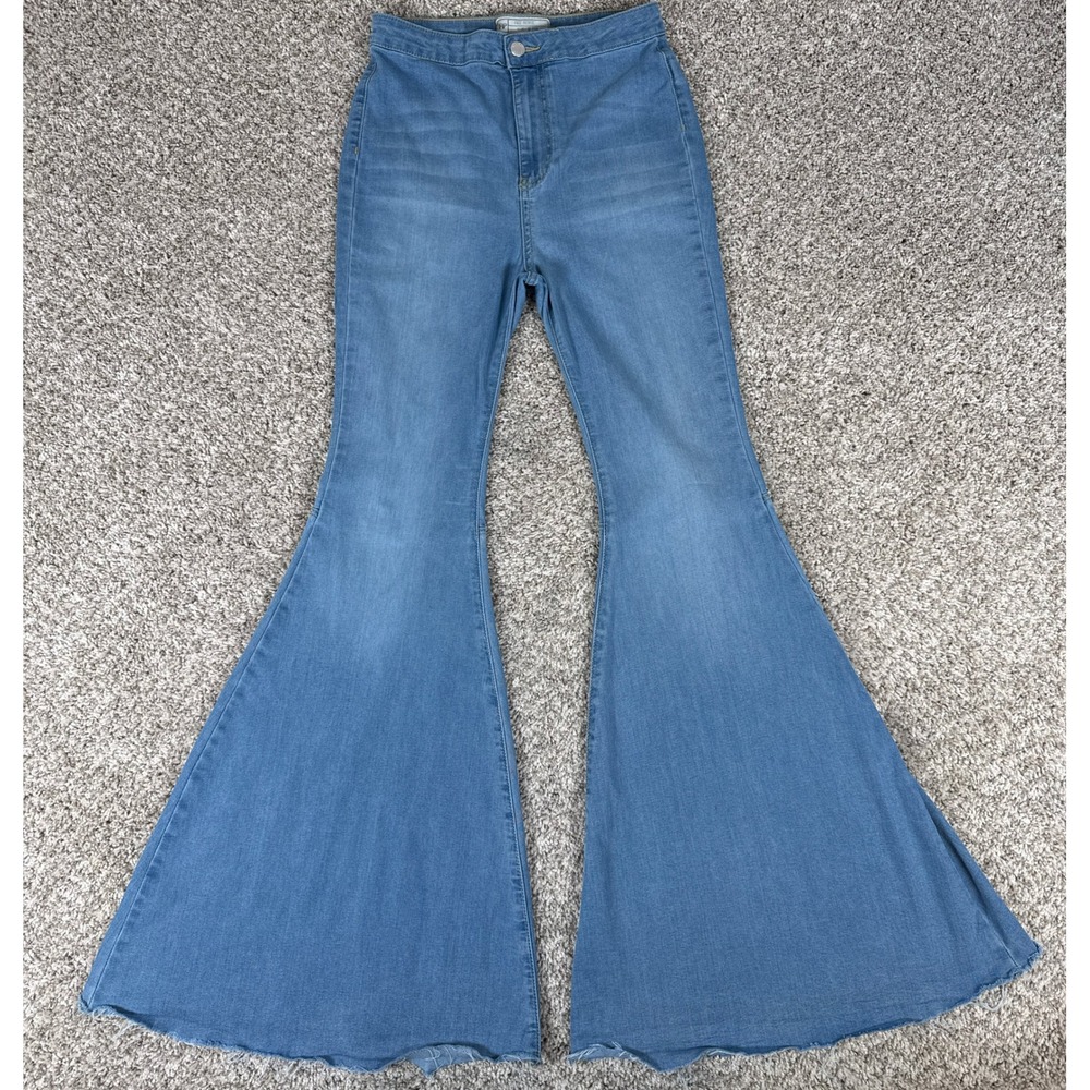 Free People Jeans Womens 29R Blue Just Float On Flare Cotton Blend Boho 70s